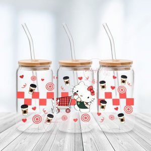 Shopping Day 16 oz Glass Can with Lid and Straw